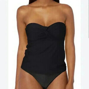 NWT Catalina Twist Front Bandeau Tankini Top‎ Only Size Medium Black